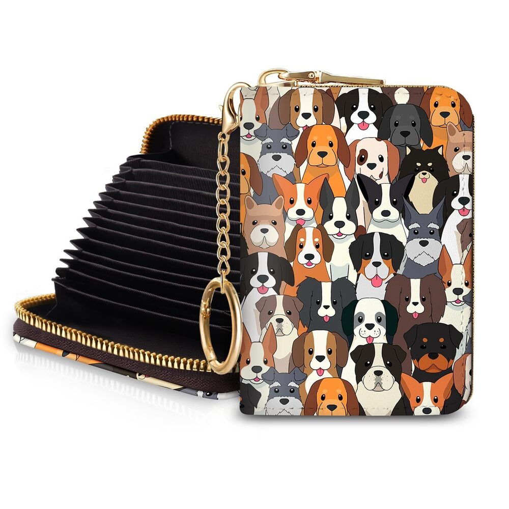 9796 RFID Credit Card Holder Wallets , Small Dog Puppy Card Case Wallet